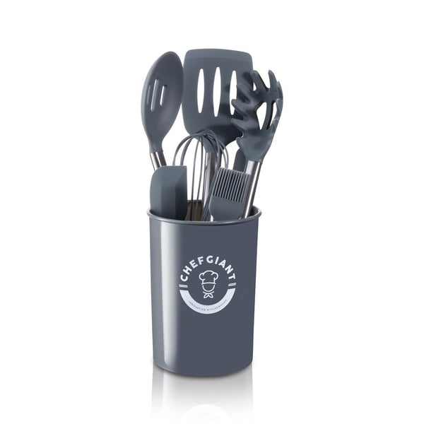 15-Piece Silicone & Stainless Steel Kitchen Utensil Set with Holder