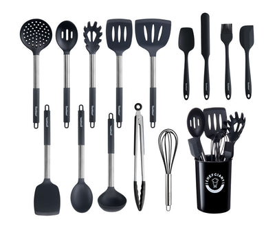 15-Piece Silicone & Stainless Steel Kitchen Utensil Set with Holder