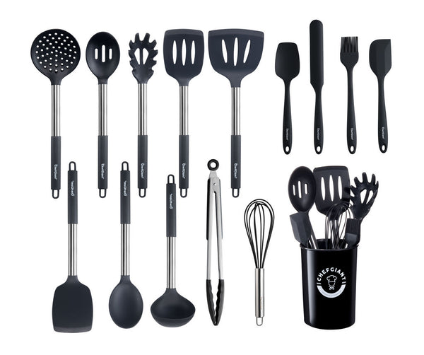 Vesteel 15 Piece Kitchen Utensils Set, Silicone Cooking Utensils with  Holder, Non-Stick Cookware Friendly & Heat Resistant - Colorful
